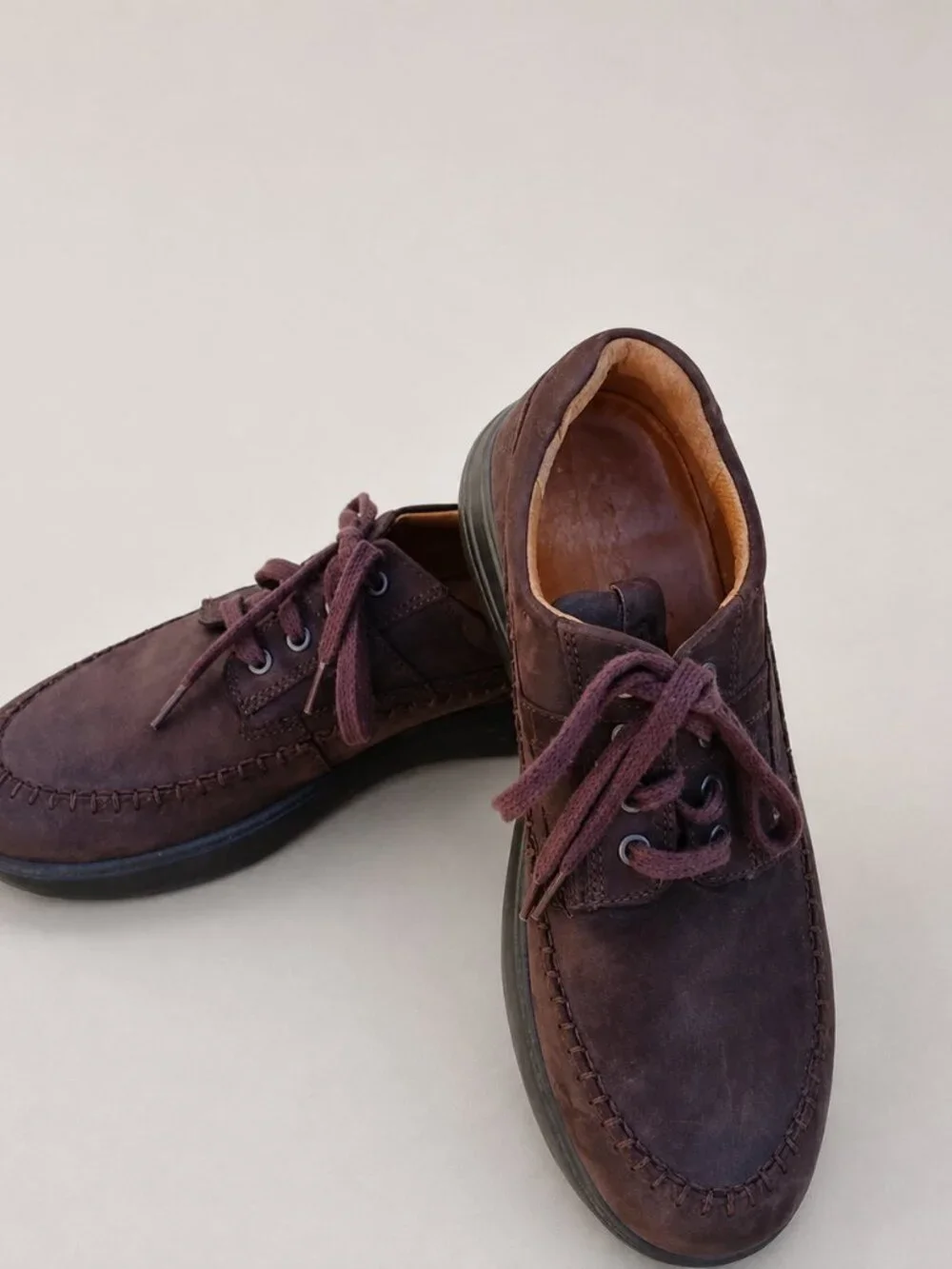 ECCO Men’s Brown Nubuck Moc Toe Comfort Lace-Up Shoes EU 42 US 8–8.5